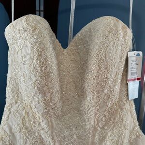 David's Bridal Cream Lace Wedding Dress